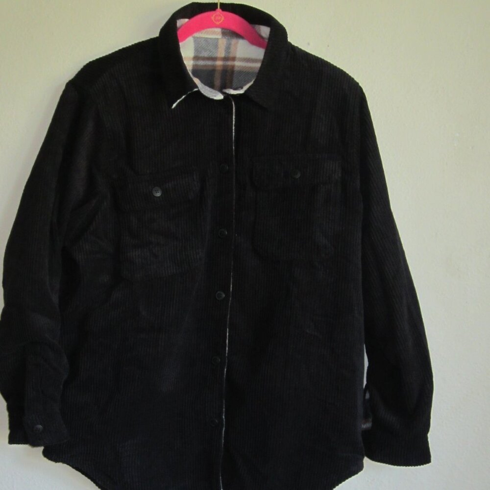 Corduroy Reversible Button Down Jacket with Matching Plaid Lining from Love Tree